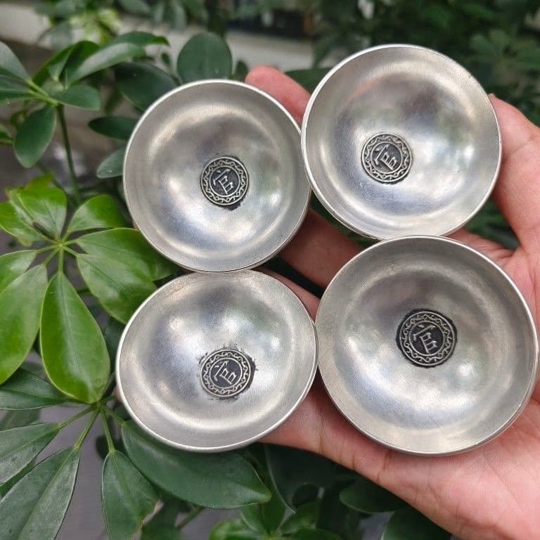 銅器 漁樵耕読小碗一セット 茶碗 工芸品 美術品 置物