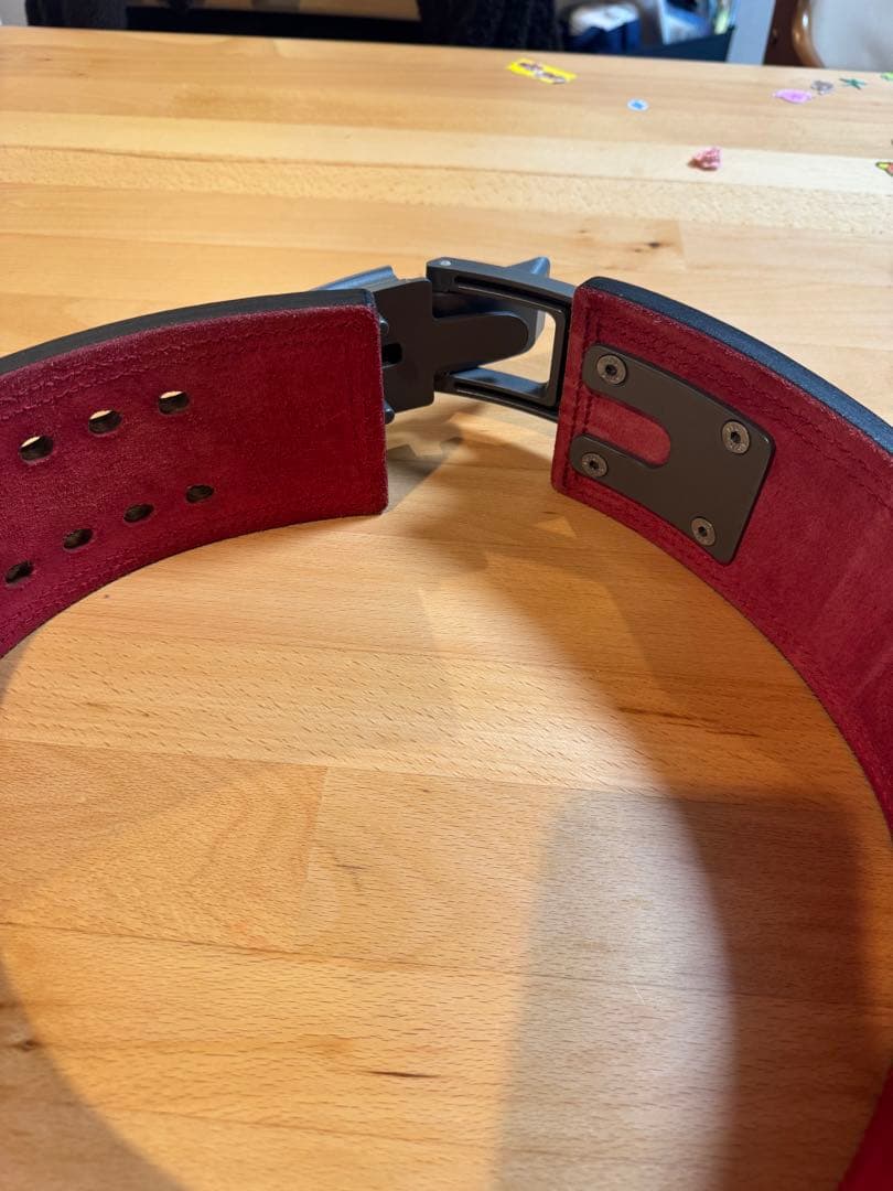 SBD パワーベルト13mm ブラック/レッド　Mサイズ