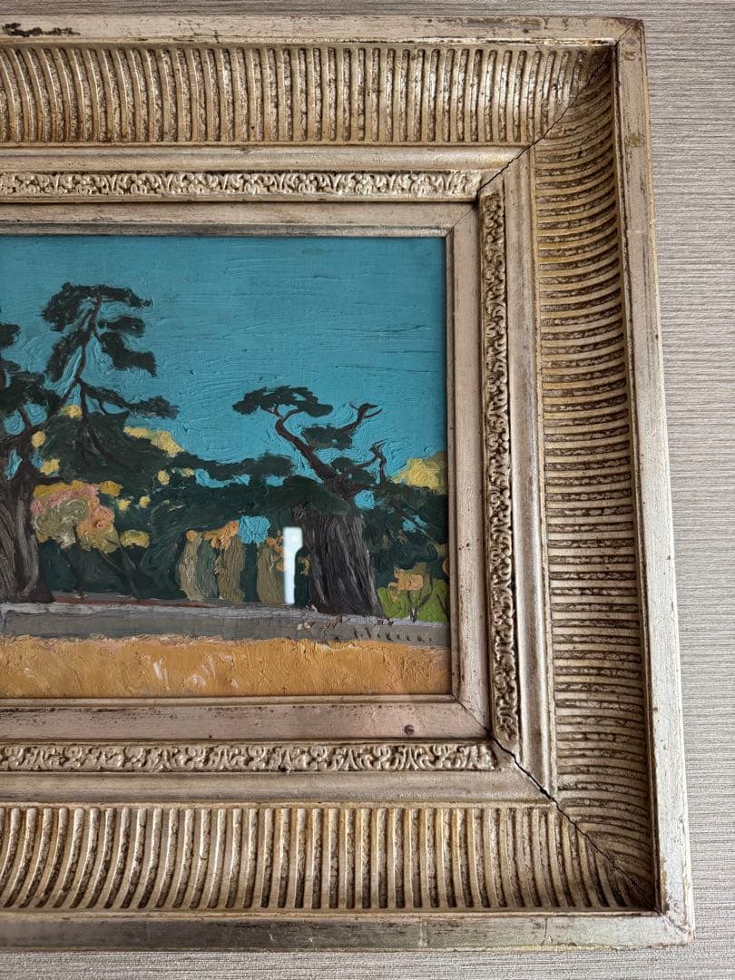 高岡徳太郎　銘　1939年　油彩　油絵　森林　風景　額装