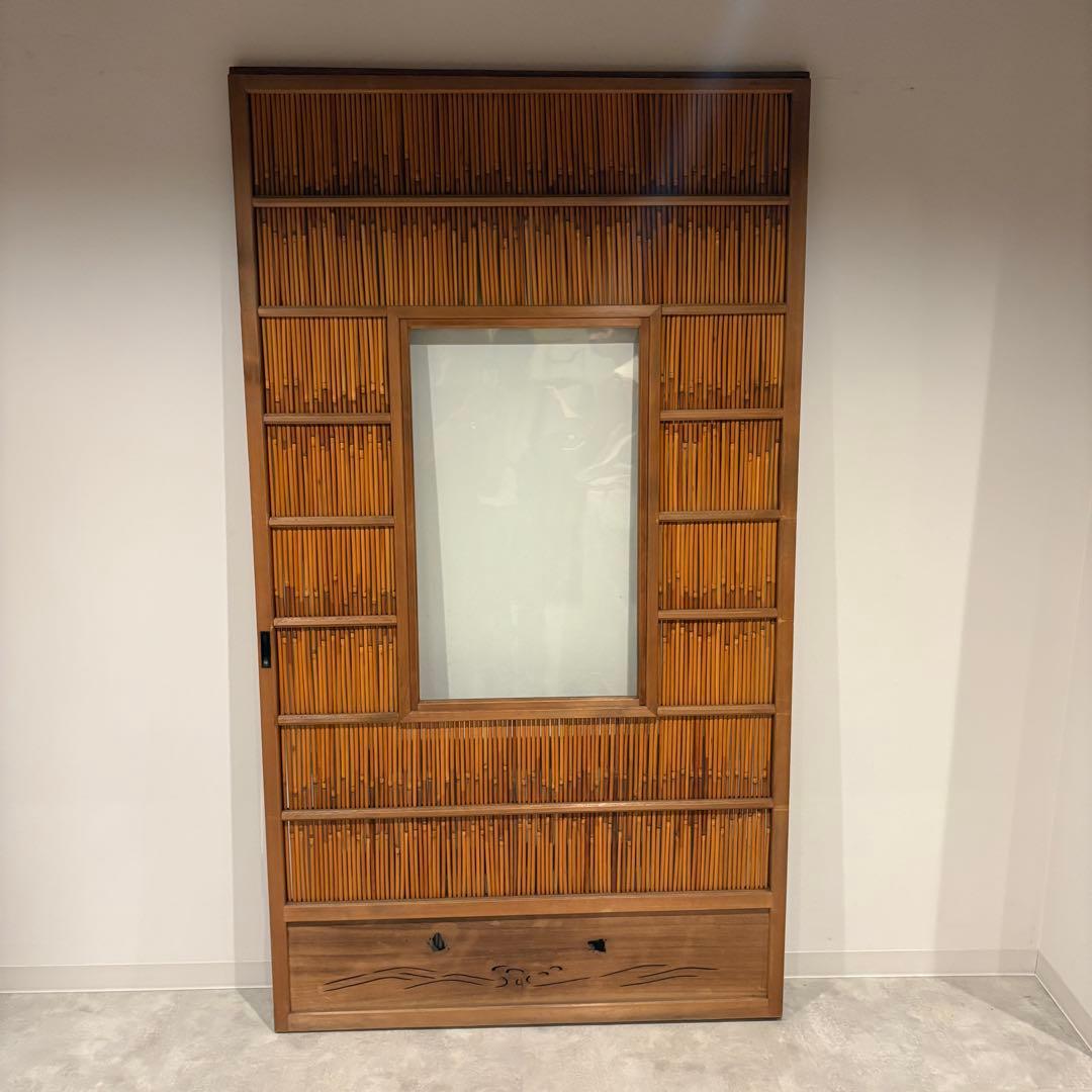 古い建具 ガラス戸 1枚 簾戸 すど 葦戸よしど 夏障子 御簾戸 3/4