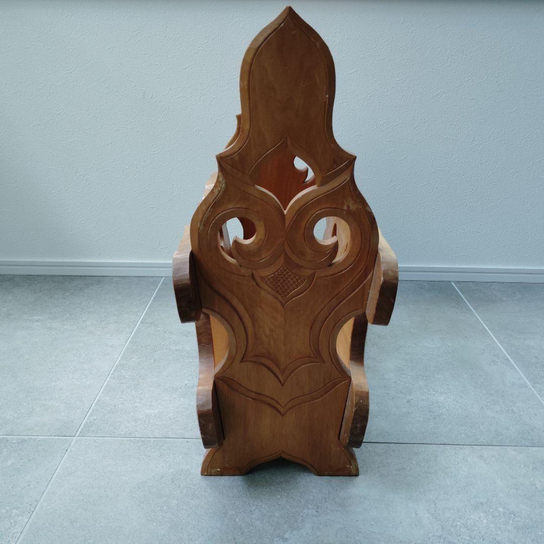 アイヌ紋様　木彫　マガジンラック　木製小物入れ　伝統工芸　民藝