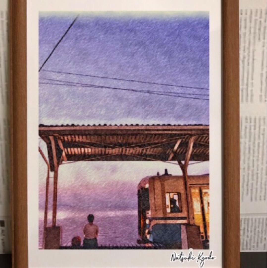 ジブリアート⑥ 千と千尋の神隠しより「海の見える駅」32.7㎝×24.0㎝額装品