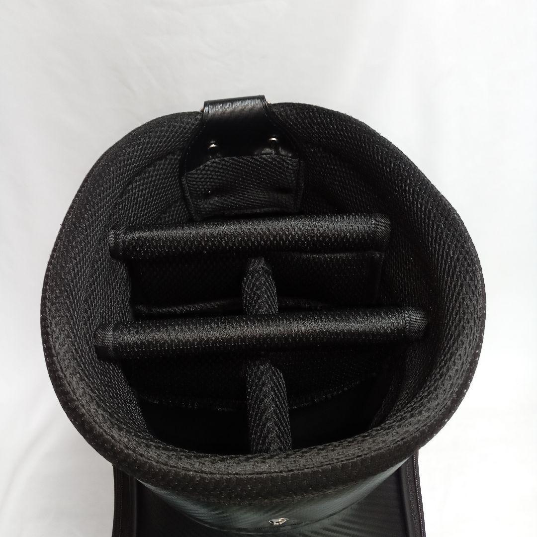 ブラック キャディバッグ テンガロンハット刺繍ロゴ付き 堅牢PU製