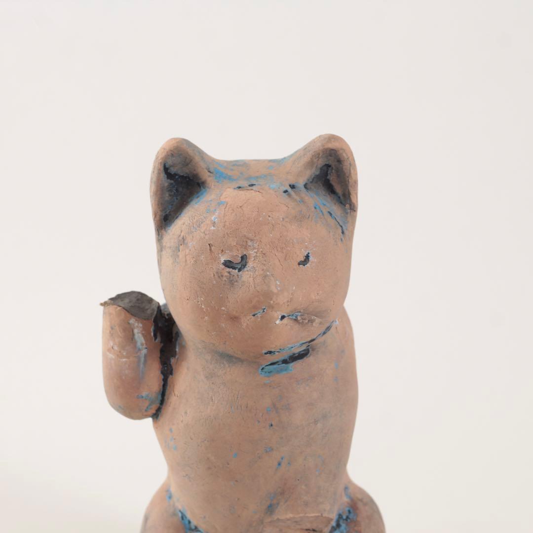 古い 土人形 招き猫 今戸焼？ 民芸 郷土人形 古道具 アンティーク