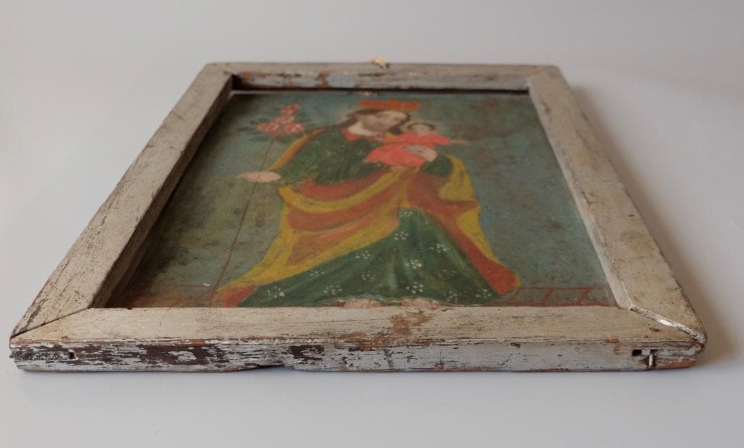 ☆メキシコのブリキに描かれたイコン ：幼子イエスを抱くサン・ホセ