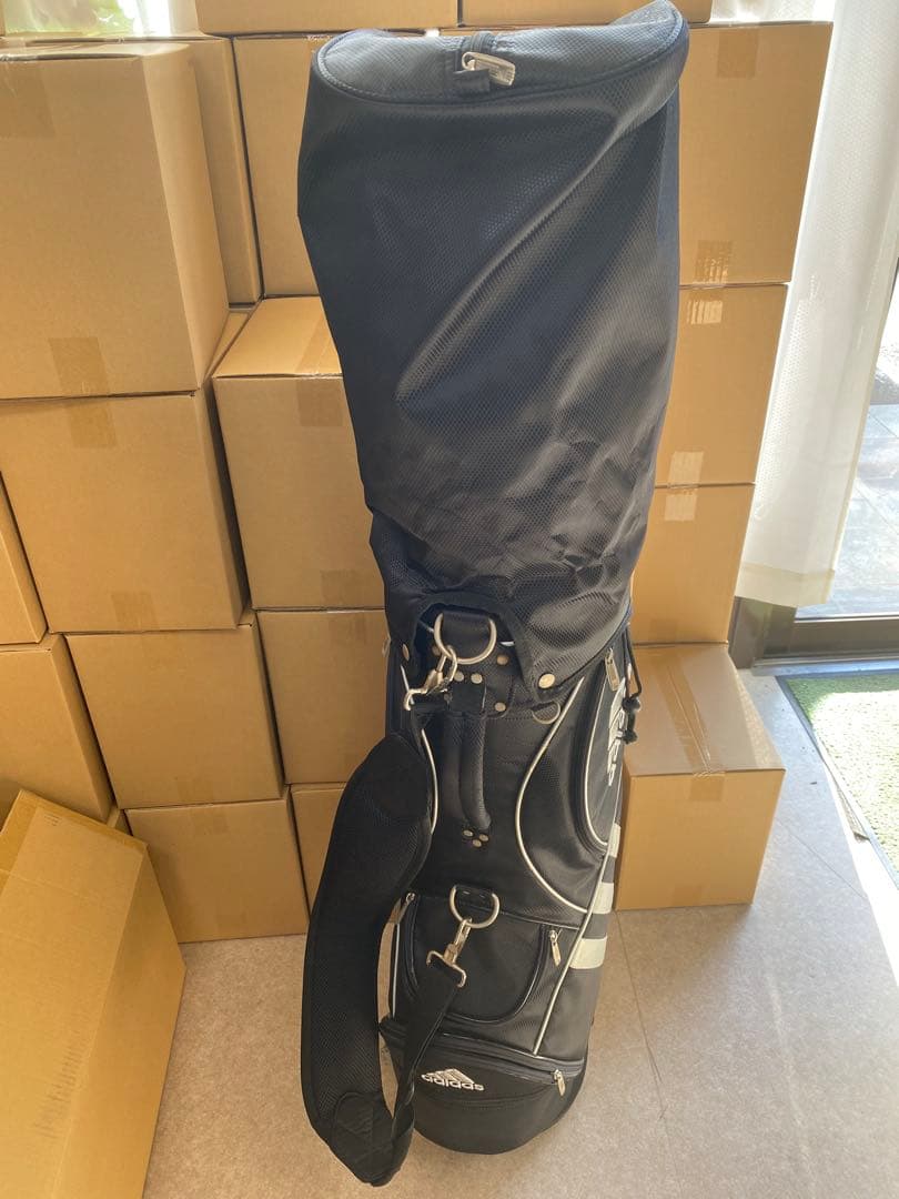 adidas キャディバッグ 黒 ストライプ