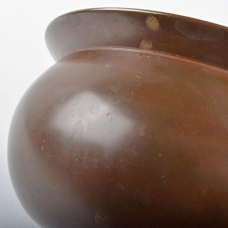 茶道具　釜師　高木治良兵衛造　唐銅　袋形建水　共箱　V R4510