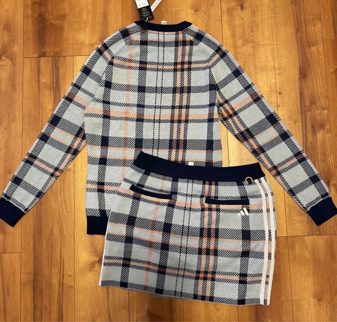 タータンチェック　長袖　セーター　巻きスカート　セットアップ　サイズS 新品