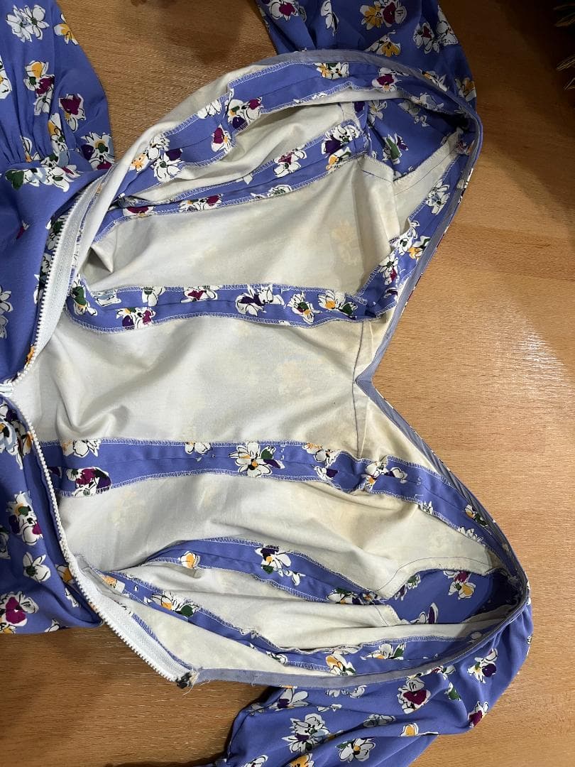 フラメンコ衣装 ワンピース ブルーパープル 花柄 裏ペチコート