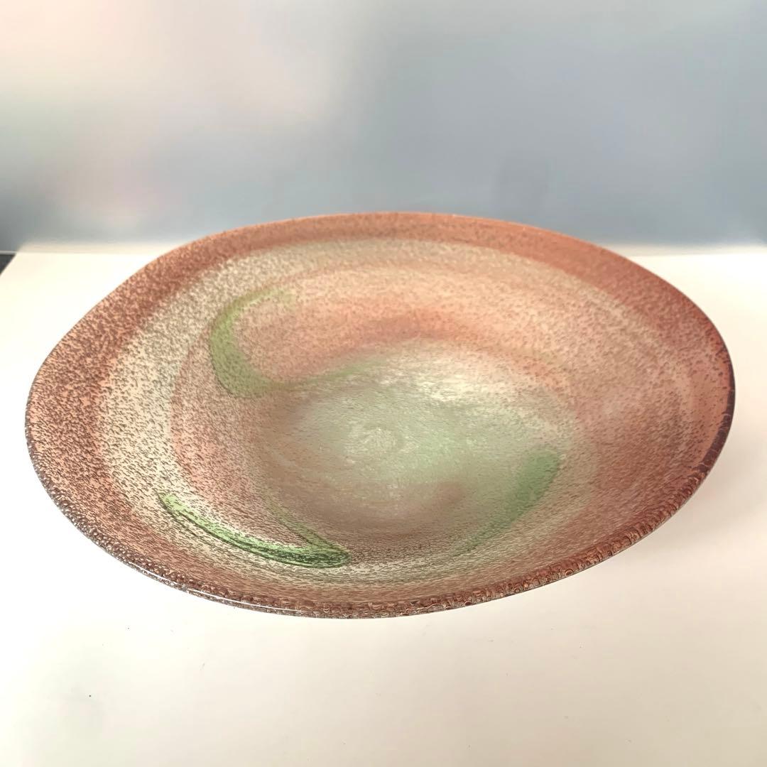 【新品未使用】　稲嶺盛吉　琉球ガラス　大皿　吹き泡ガラス