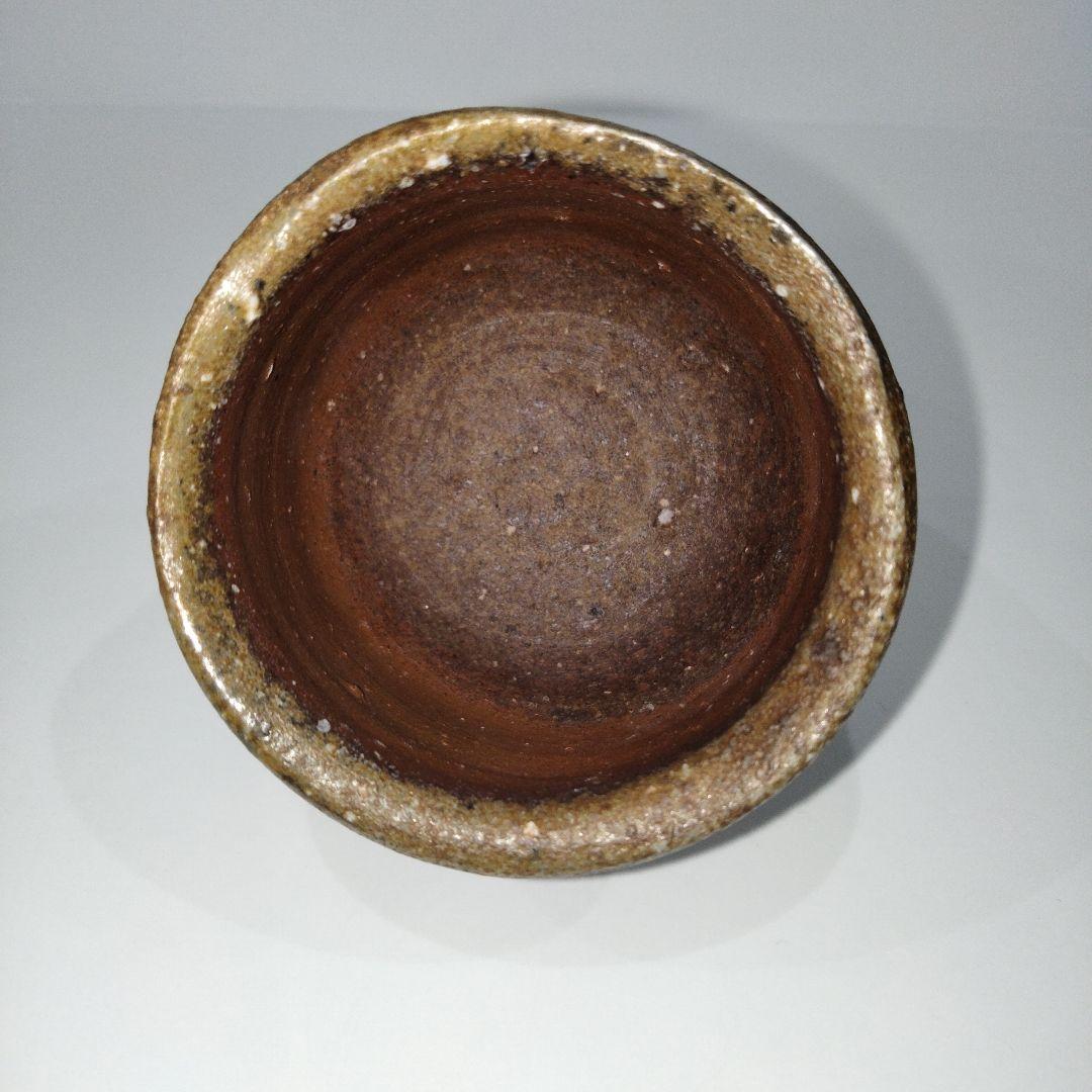 v266-6 岡山県無形文化財 金重道明作 備前焼 ぐいのみ 備前酒呑 共箱　E