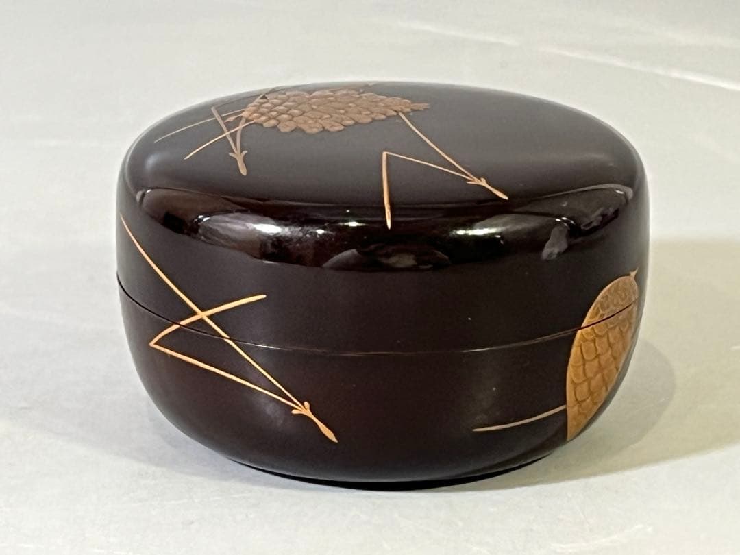 DT736 茶道具 松葉蒔絵 平棗 時代物