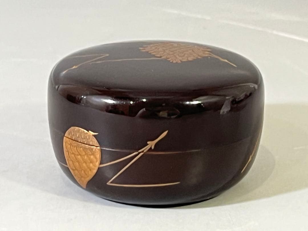 DT736 茶道具 松葉蒔絵 平棗 時代物