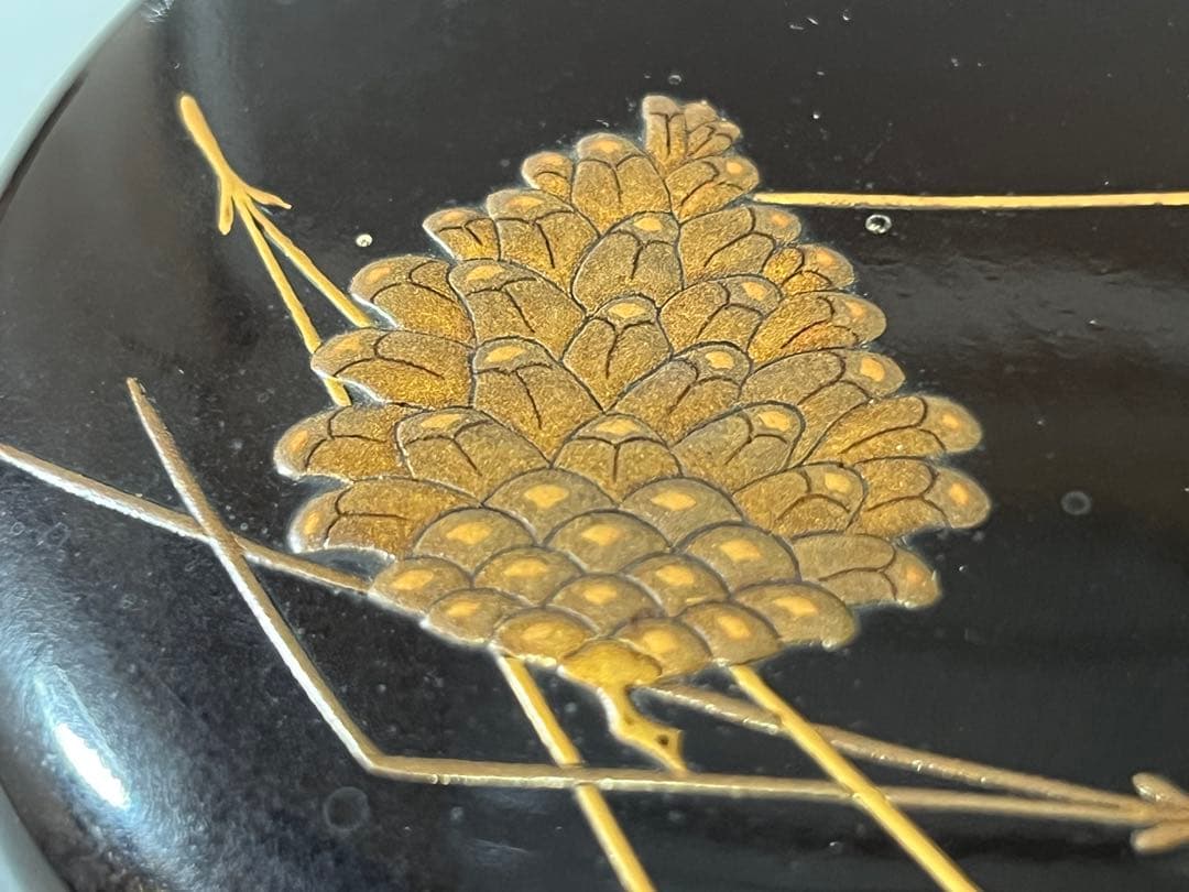 DT736 茶道具 松葉蒔絵 平棗 時代物