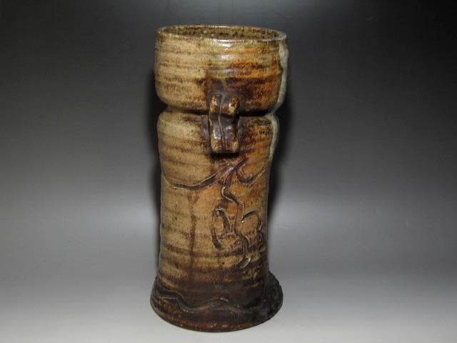 古伊賀花入「苔塔」裏千家鵬雲斎花押・本阿弥常政鑑定書付き☆ｚ898