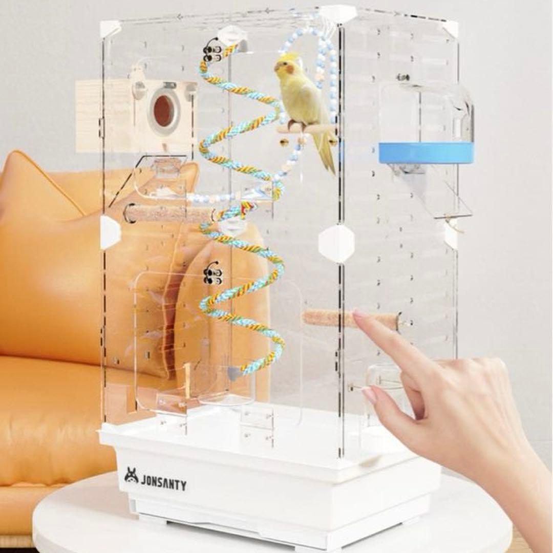 ら*い様 ケージ アクリル ケース　モモンガ 鳥 小動物 クリア 透明 餌皿 止