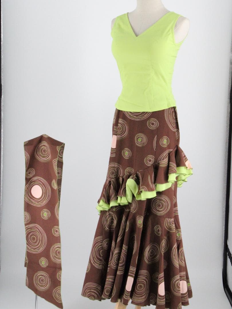 【美品 フラメンコ衣装 ツーピースセット】アトリエプリマ ブラウス ファルダ