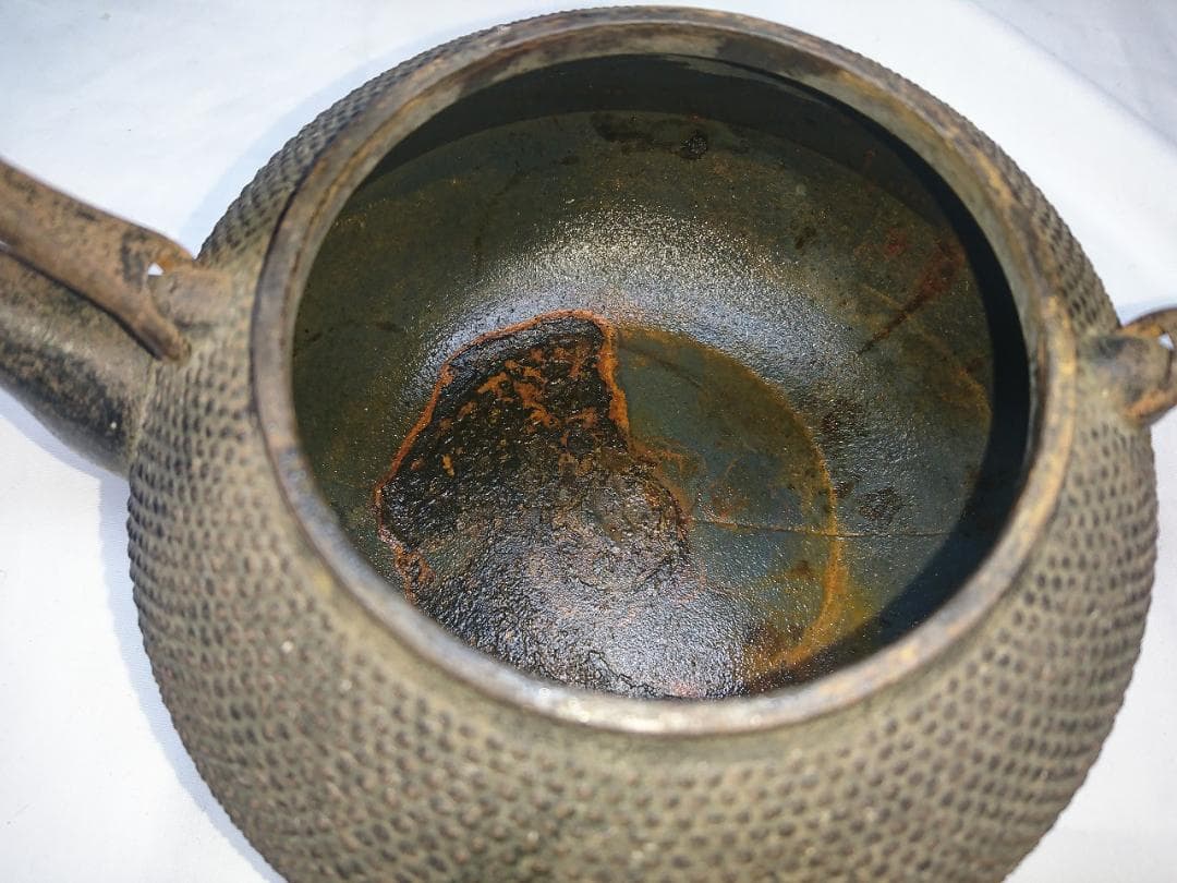 昭和レトロ 南部鉄瓶 梨地模様 錆あり ジャンク扱い 飾り用 古民具