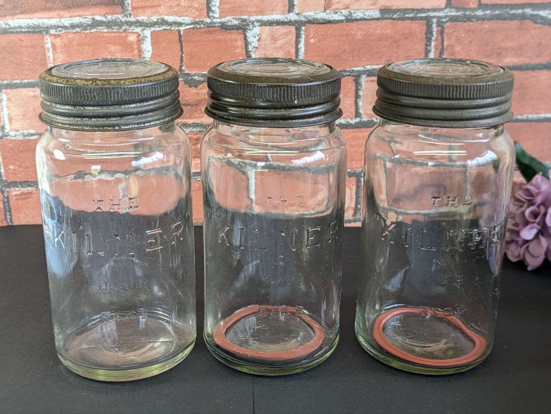 イギリス アンティーク キルナー KILNER ガラスジャー 大 3本セット