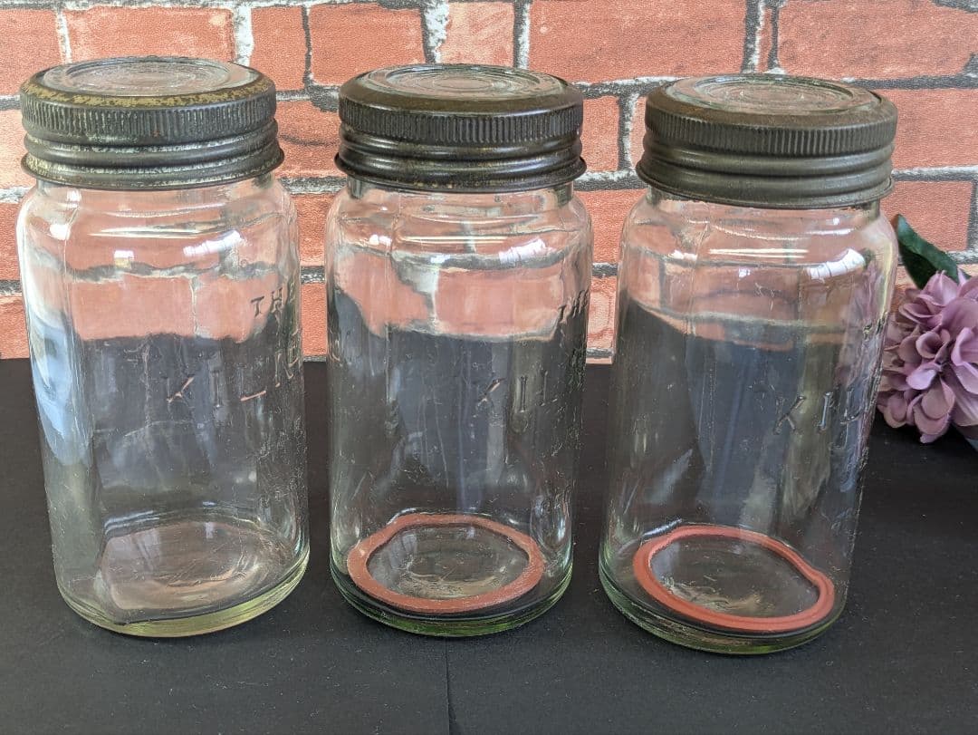 イギリス アンティーク キルナー KILNER ガラスジャー 大 3本セット