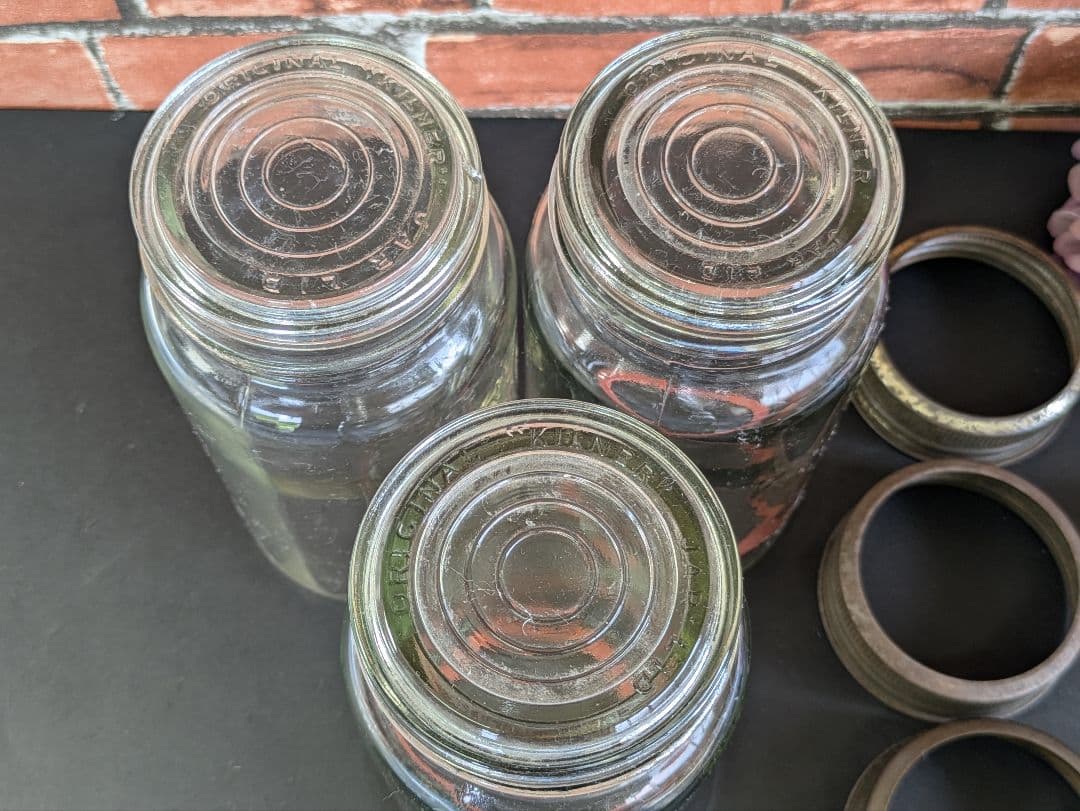 イギリス アンティーク キルナー KILNER ガラスジャー 大 3本セット