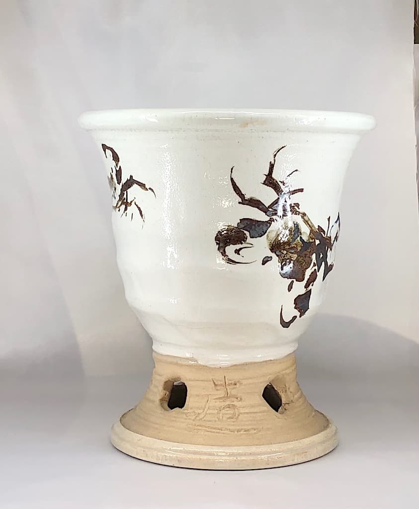 京焼・清水焼　清水六兵衛（四代）作　蟹画手炙り　無傷　時代箱　保証。