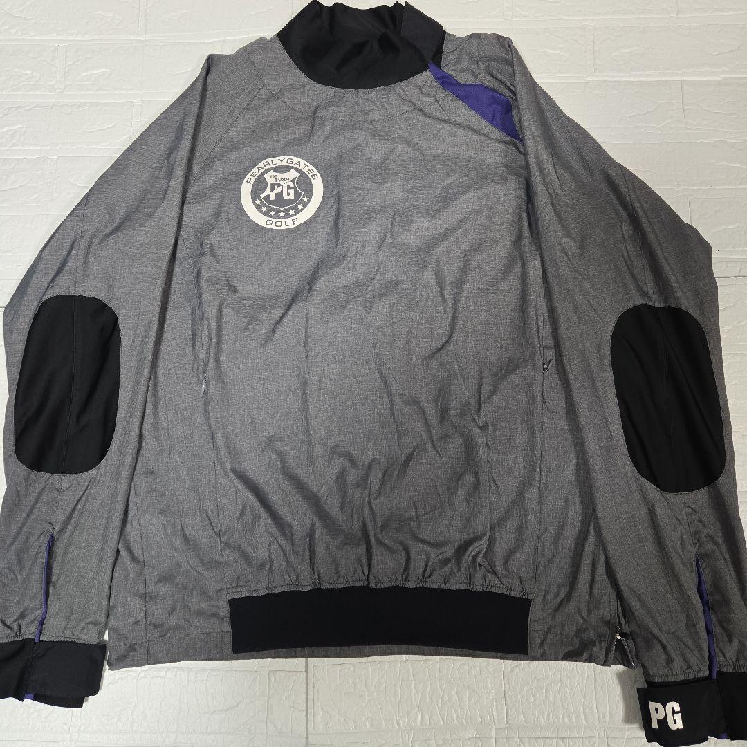 パーリーゲイツ 両面ロゴ　ナイロンジャケット　プルオーバー　グレー　 XL