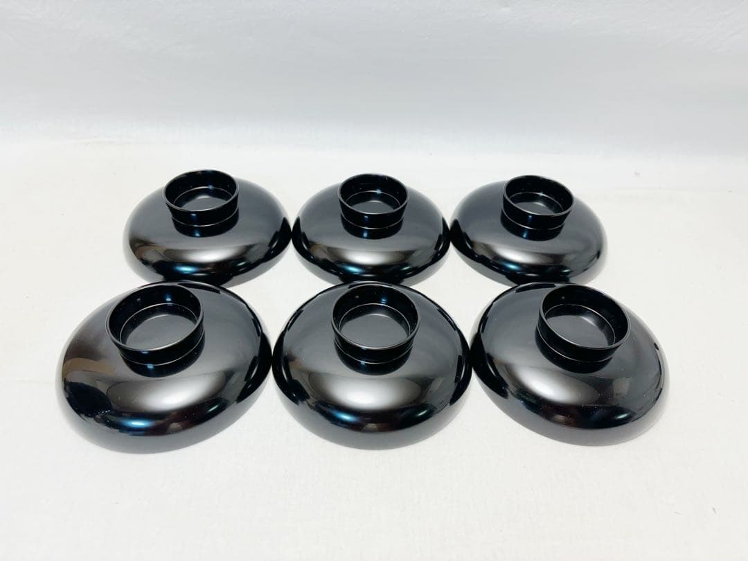 未使用 懐石道具 能登国 ぬし小西玄州 木製黒塗 利休本型 汁椀6客揃 共箱