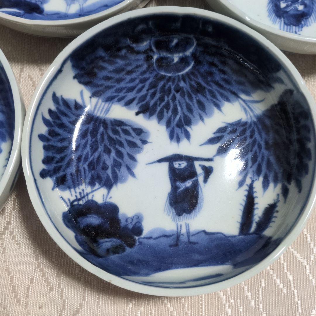 幕末　江戸期　伊万里　染め付け皿　５枚