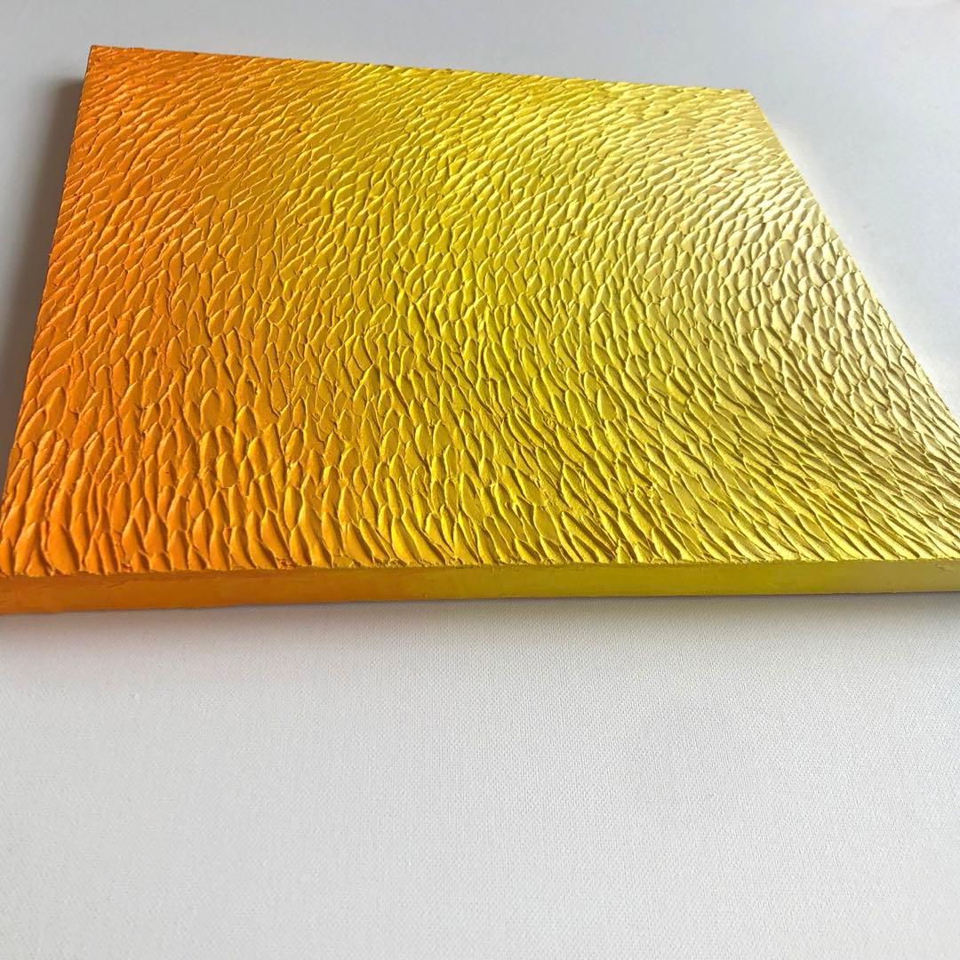 テクスチャーアート・海　サンセット＊キャンバスアクリル画オーシャン黄色絵画原画