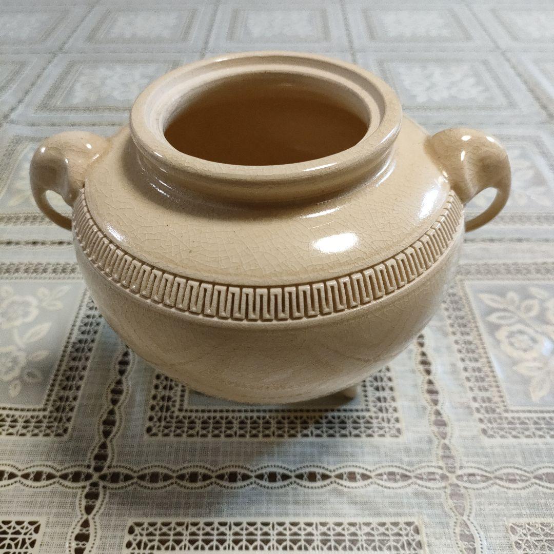 坂下光雄(号光石)作　象耳白薩摩香爐、ウコン布大小2枚＆共箱付