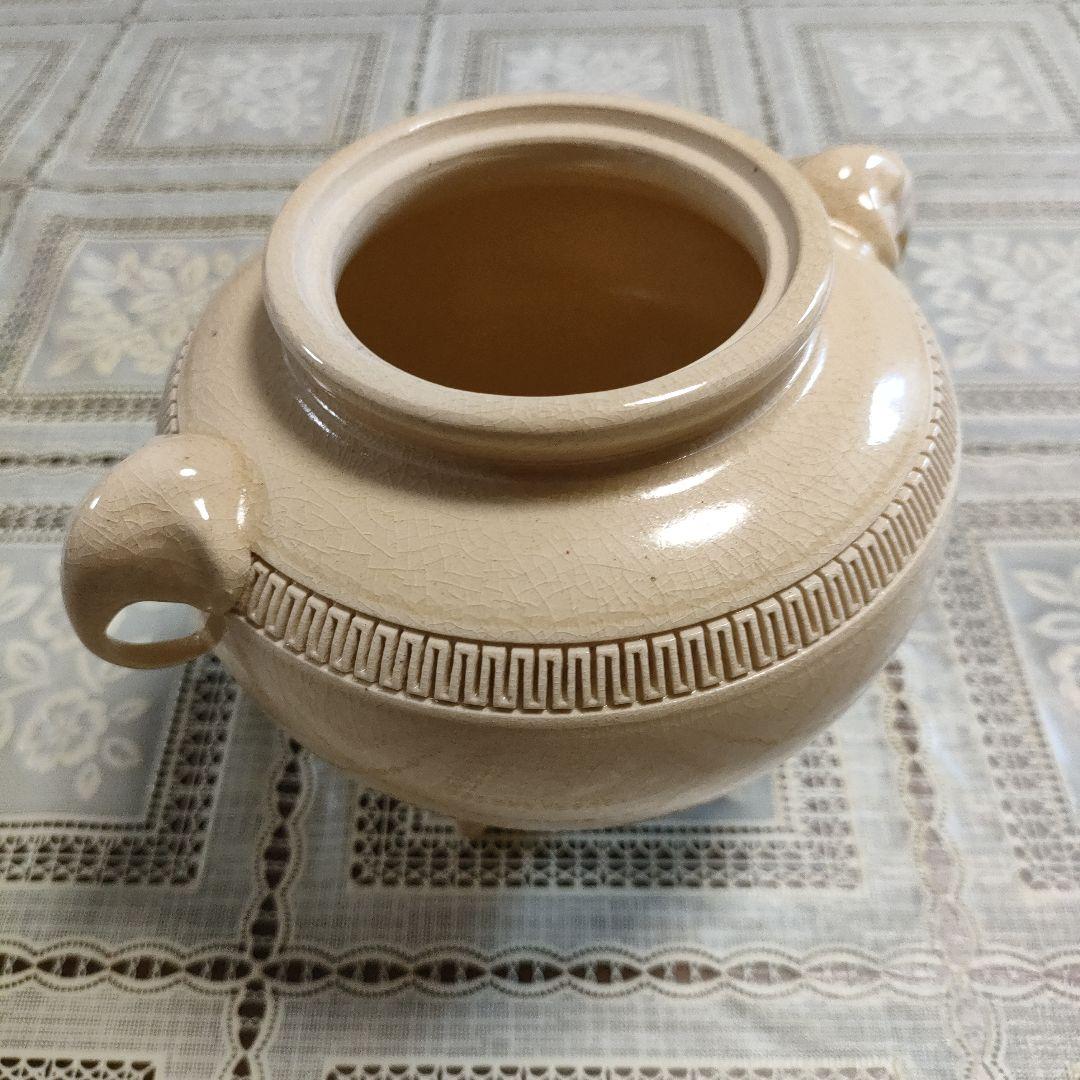 坂下光雄(号光石)作　象耳白薩摩香爐、ウコン布大小2枚＆共箱付