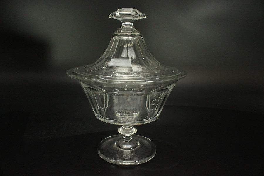 義山 ギヤマン 硝子 キャンディーボール 蓋物 時代物(ZE726)