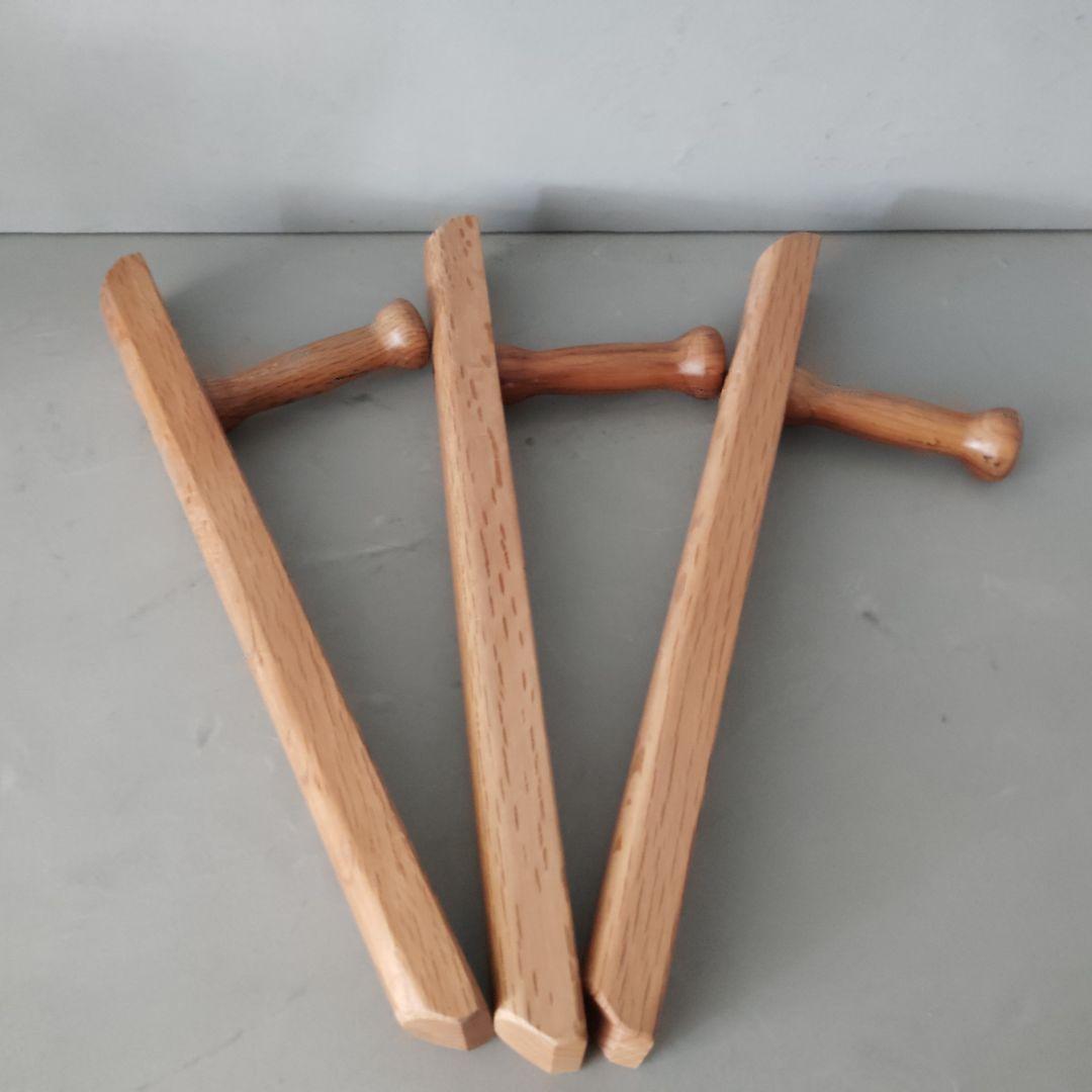 トンファー　3個セット　沖縄空手　古流武術　古武道　日本製　全長44cm　赤樫