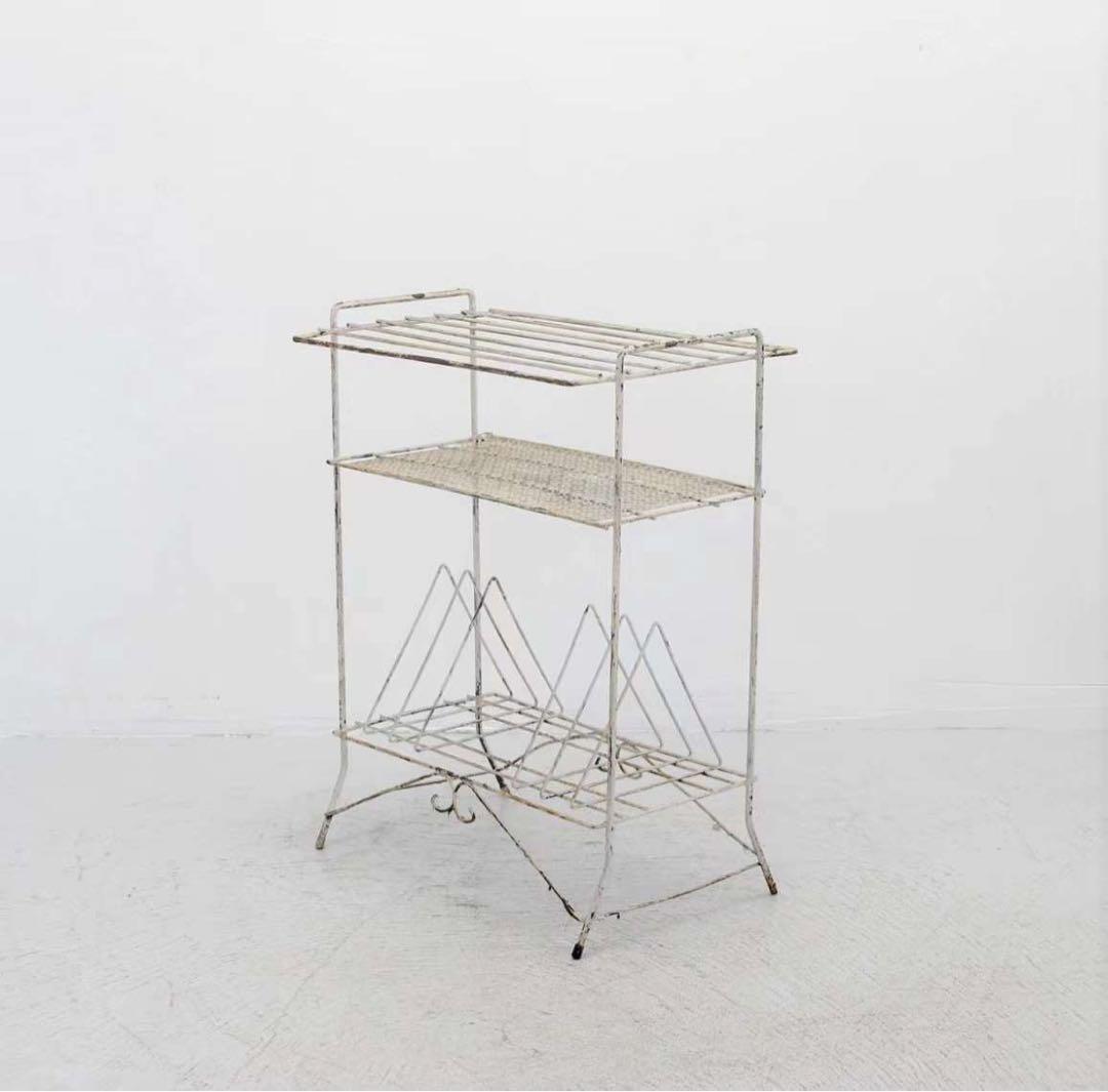 フランス製 ヴィンテージ アイアンラック 1950年代 CDラック レコード収納