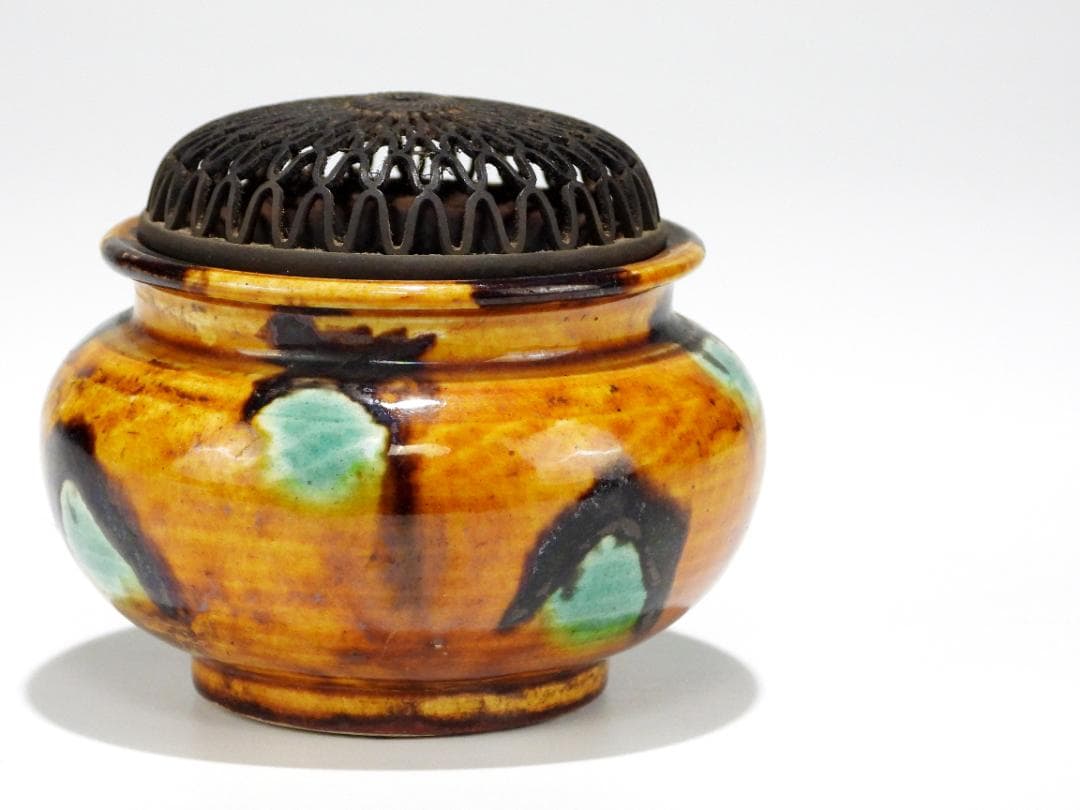 中国美術 時代 三彩 香炉 公勝 造 銀火舍