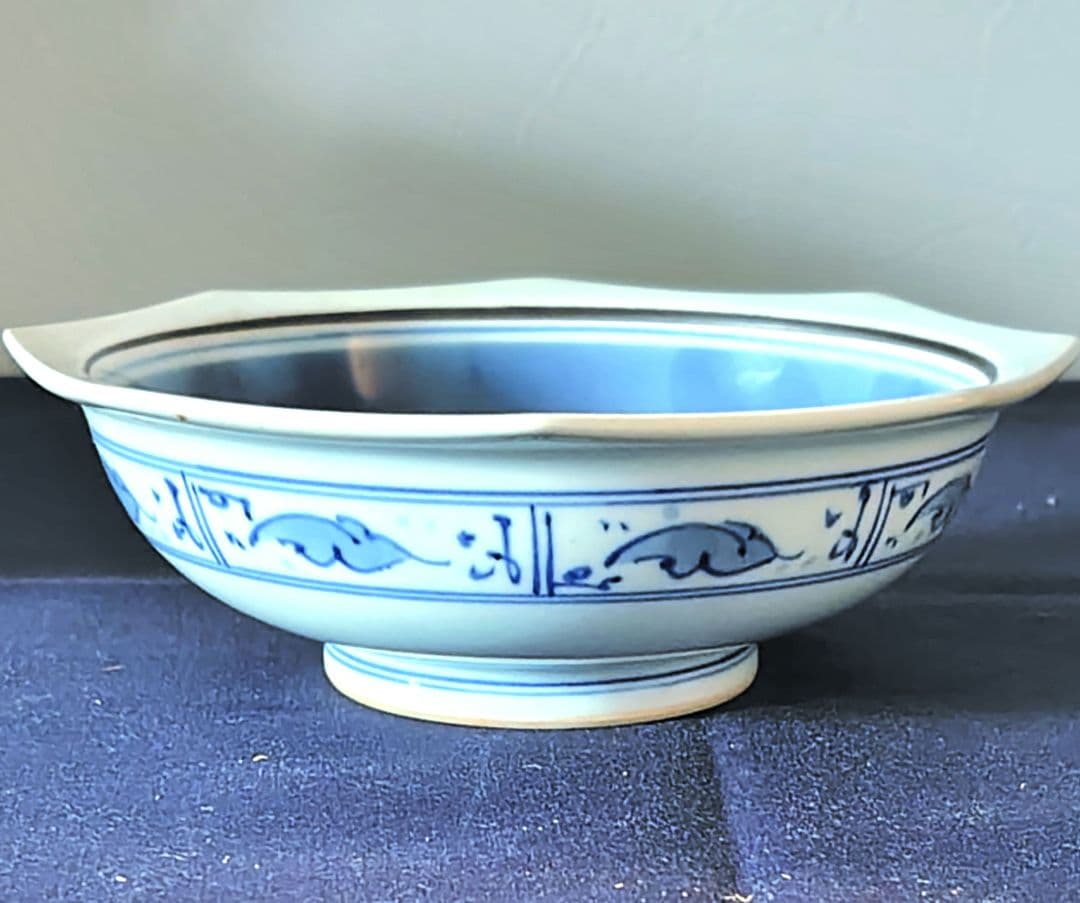 宮崎祐輔 染綿窓絵兎 八角鉢　※メルカリのみ出品