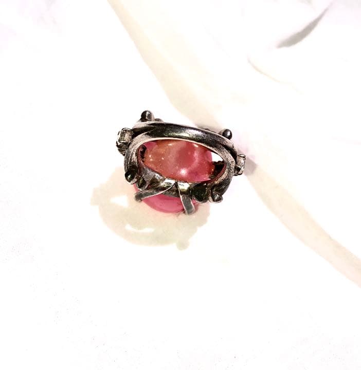 ビンテージ  オーダーメイド　リング　ピンク　瑪瑙　アンティーク シルバー