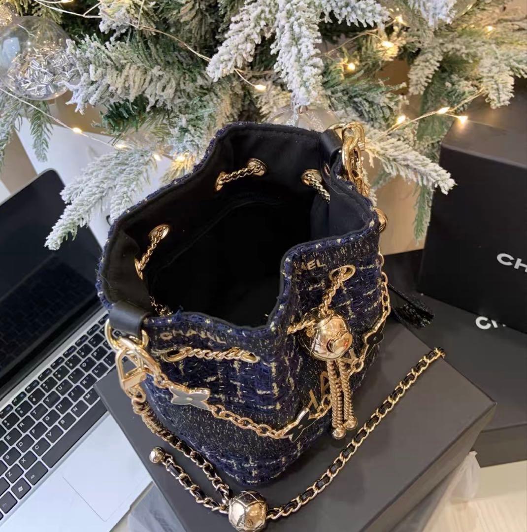 希少　レア　非売品 CHANEL ノベルティ ネイビー　ツイード バケットバッグ