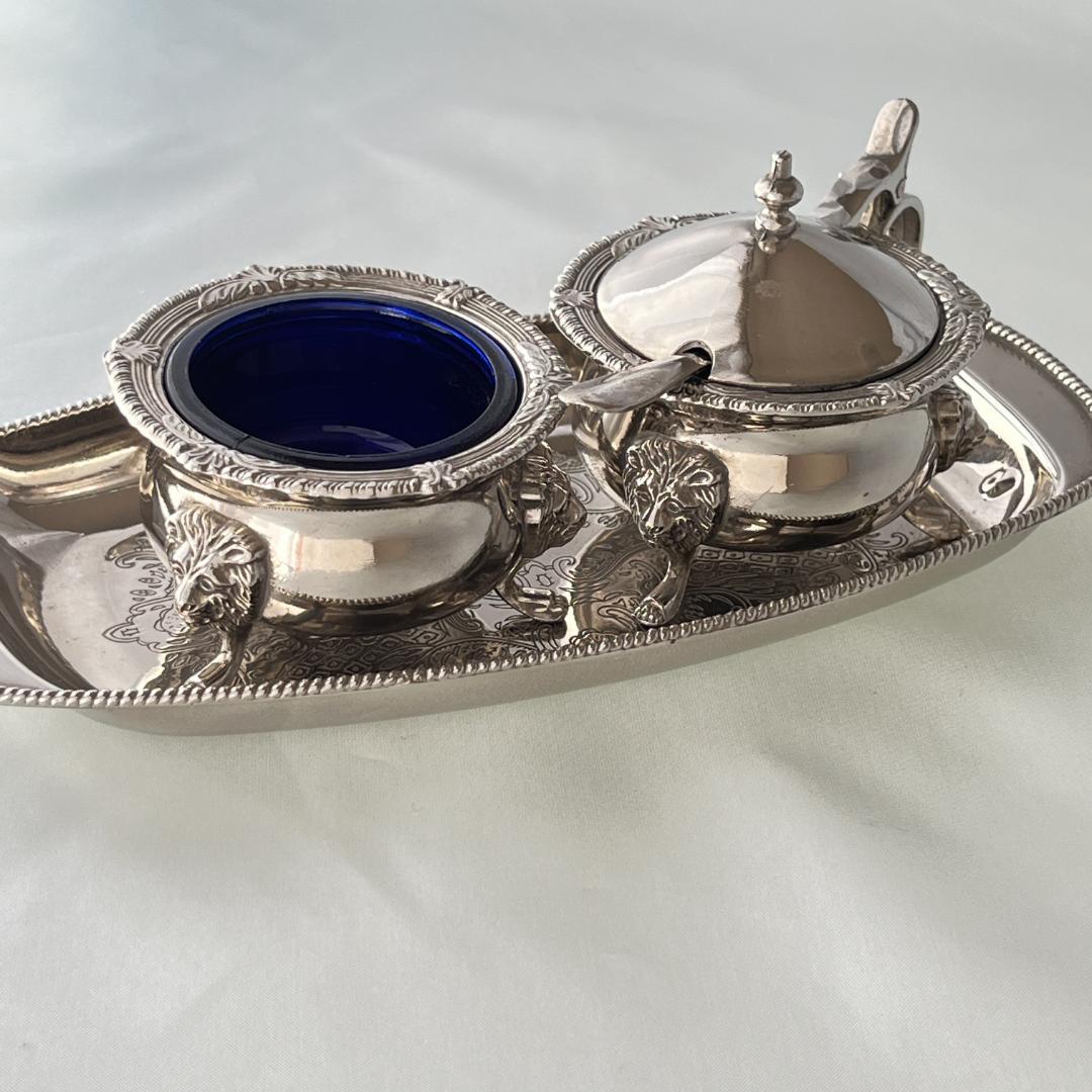 【英国】ライオンのコンディメントセット 専用スプーン / ガラスライナー