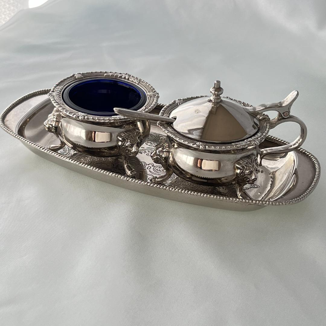 【英国】ライオンのコンディメントセット 専用スプーン / ガラスライナー