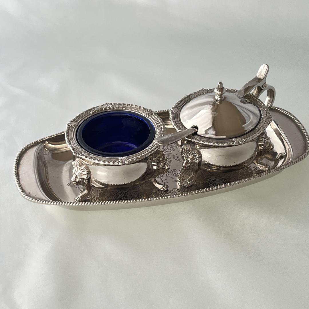 【英国】ライオンのコンディメントセット 専用スプーン / ガラスライナー