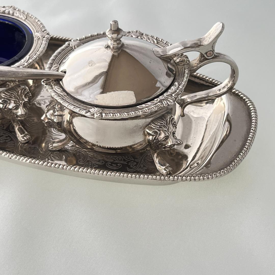 【英国】ライオンのコンディメントセット 専用スプーン / ガラスライナー