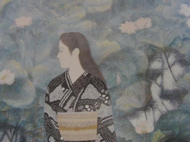 高木義夫、【蓮池】、希少な大判額装用画集より、美品、日本人画家、新品額装付