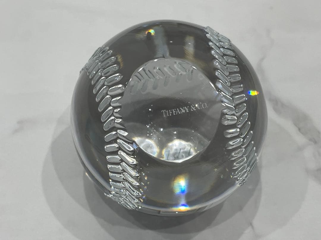超希少 ティファニー　ペーパーウエイト　クリスタル　野球ボール　極美品