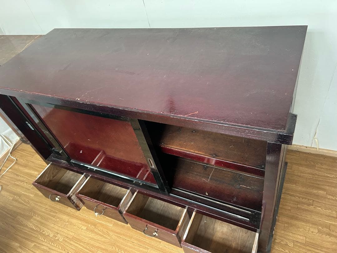 木製タンス ダークブラウン 4引き出し