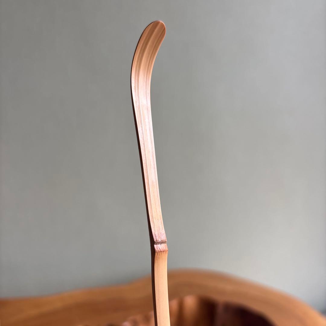 茶杓 銘「鴨の声」 八坂神社 祇園祭神輿洗松明の残竹 竹筒 木箱入り