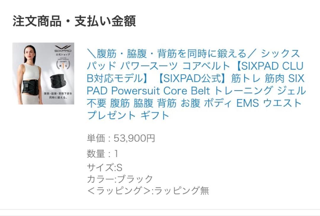 SIXPAD　パワースーツ　コアベルト　Sサイズ