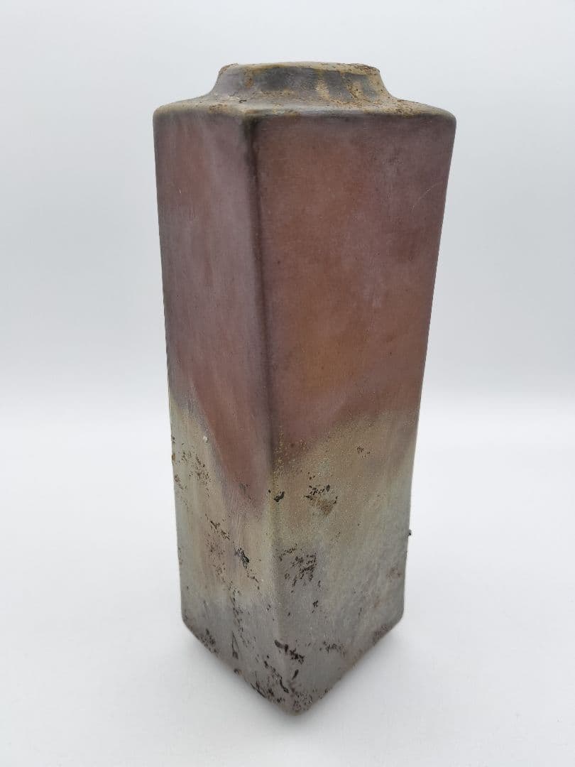 b80 花入 備前 窯変 四方 角 木村陶峰 木箱 茶道具 古物