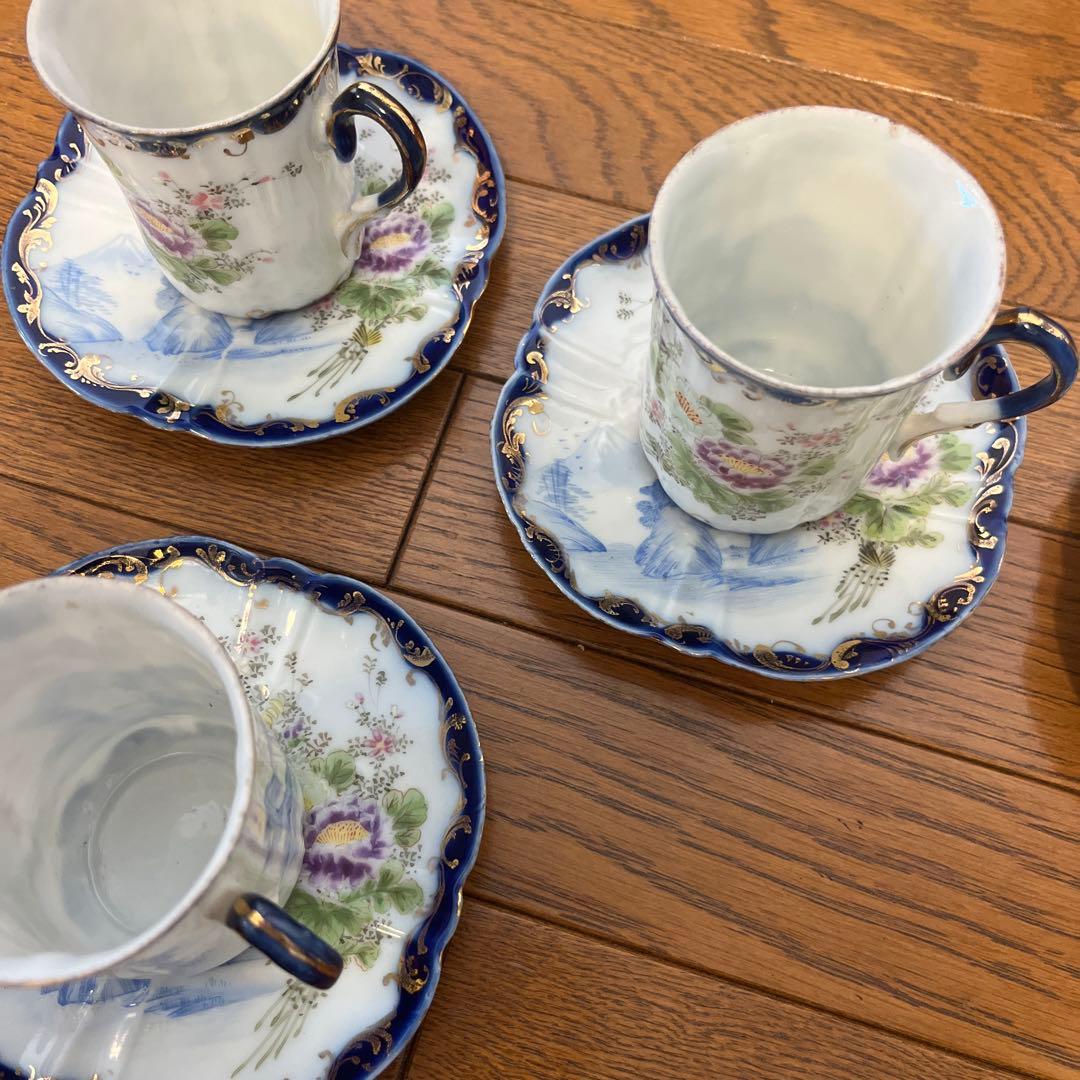 最終処分特価レアオールドノリタケ同時期ライバル会社？カップ&ソーサー五客薄手生地